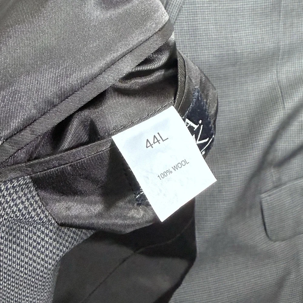 Jos A Bank Blazer Mens 44L Black Brown Micro-Houndstooth 100% Wool Sport Coat